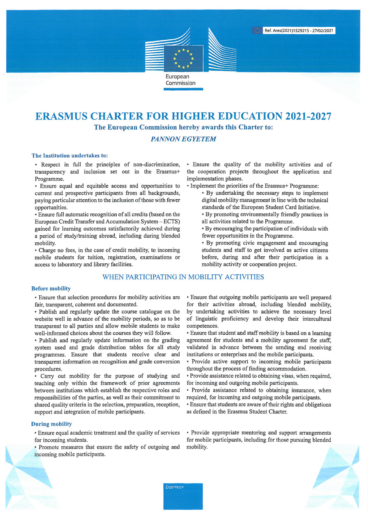 Erasmus Charter page1